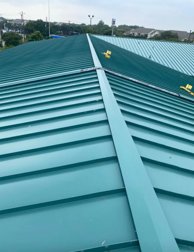 Green commercial metal roof ridge and valley for Metal Roof Repair in Sandy